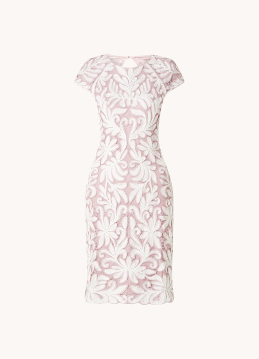 Phase Eight Karima midi jurk met borduring - voorkant 4 oudroze