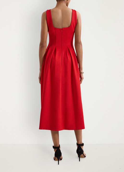 Phase Eight Katie midi jurk met plooien - achterkant 8 rood