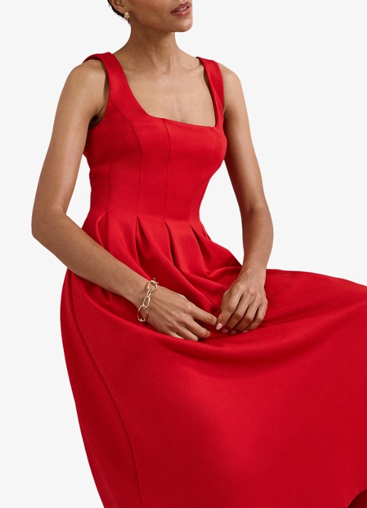 Phase Eight Katie midi jurk met plooien - detail 6 rood