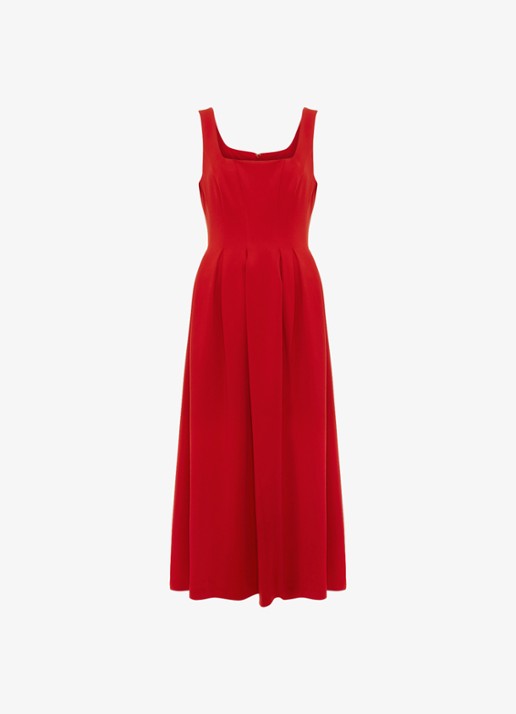 Phase Eight Katie midi jurk met plooien - voorkant rood