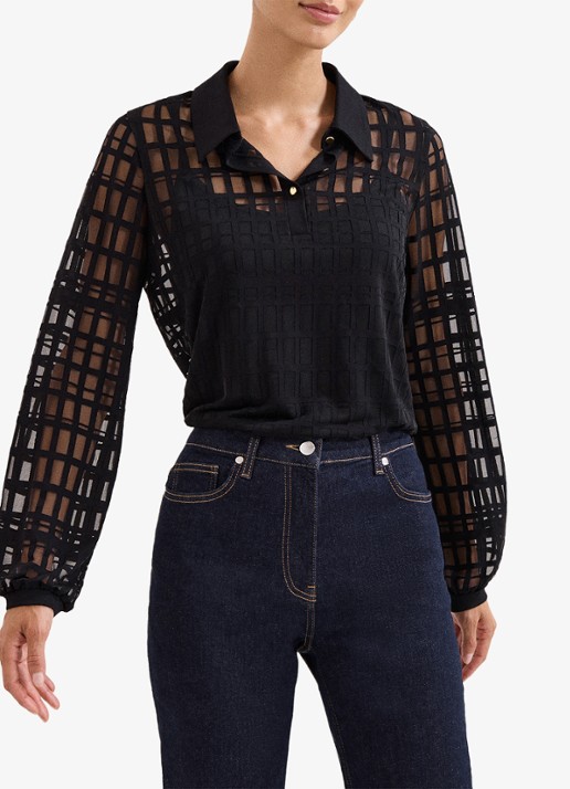 Phase Eight Kennedy semi-transparante blouse met polokraag