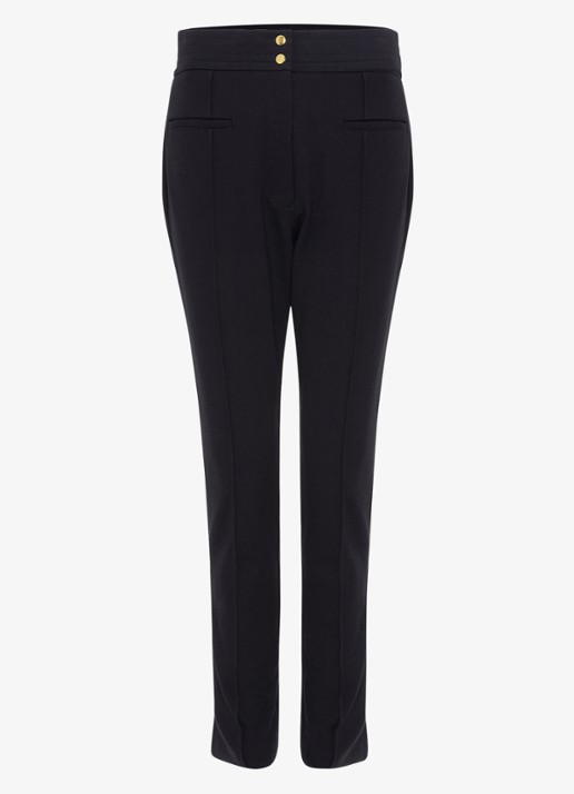 Phase Eight  Keri high waist tapered fit pantalon met paspelzakken - voorkant zwart