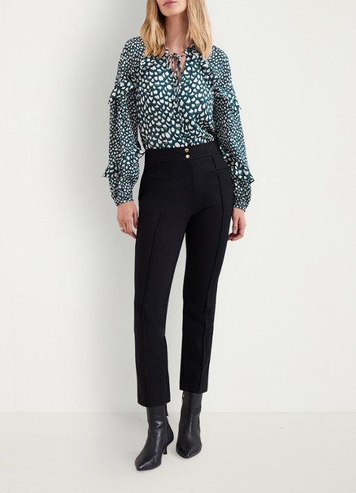 Phase Eight  Keri high waist tapered fit pantalon met paspelzakken - voorkant 2 zwart