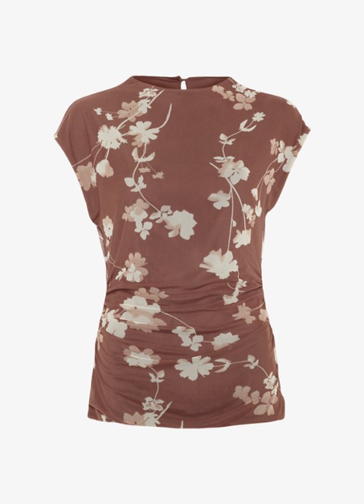 Phase Eight Kezia  top van mesh met bloemenprint - voorkant 5 bruin
