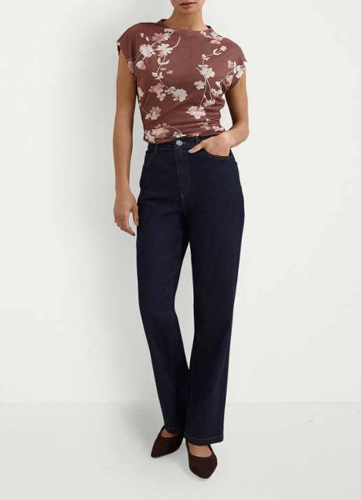 Phase Eight Kezia  top van mesh met bloemenprint - voorkant 6 bruin