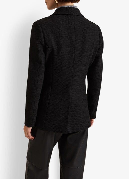 Phase Eight Kiana double-breasted blazer van bouclé - achterkant 6 zwart