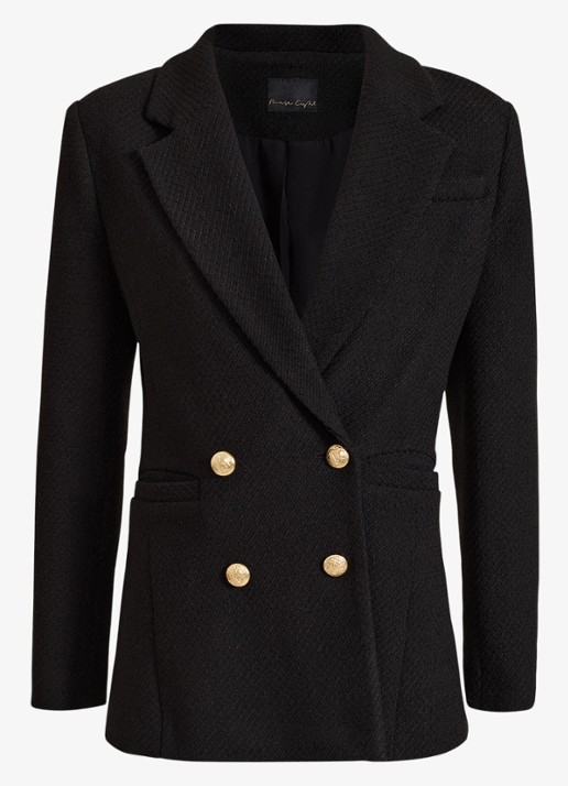 Phase Eight Kiana double-breasted blazer van bouclé - voorkant 7 zwart