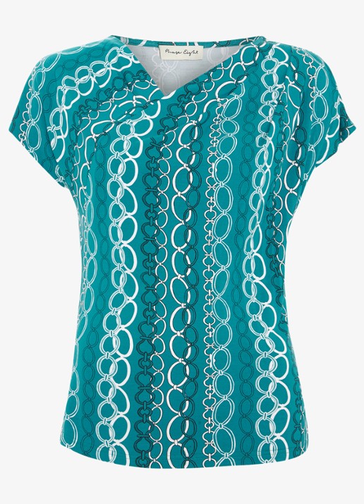 Phase Eight Kiara top met print - voorkant 5 zeegroen