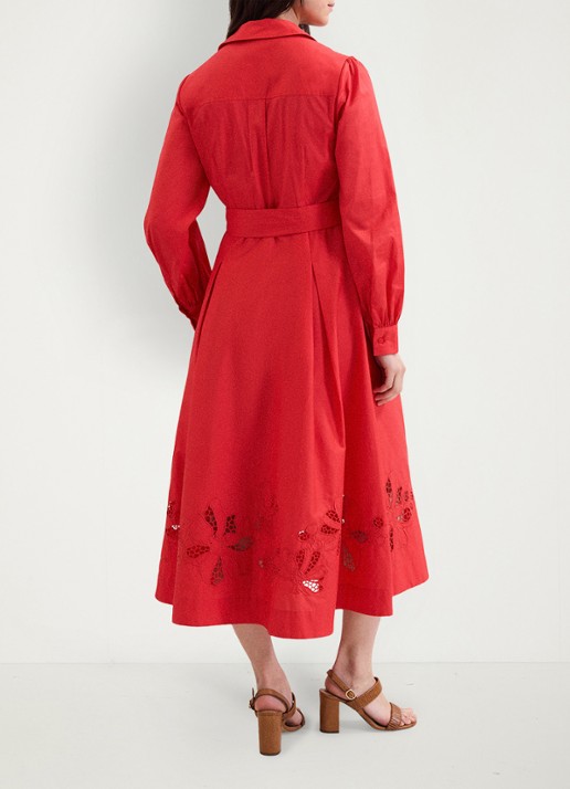 Phase Eight Kim midi jurk met geborduurd detail - achterkant 3 rood