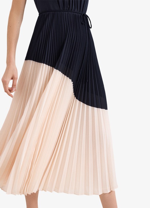 Phase Eight Kimira midi jurk met plooien - detail 6 donkerblauw
