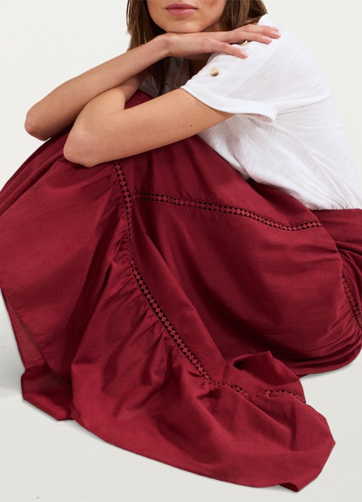 Phase Eight Kyla maxi rok met opengewerkt dessin - detail 5 bordeauxrood