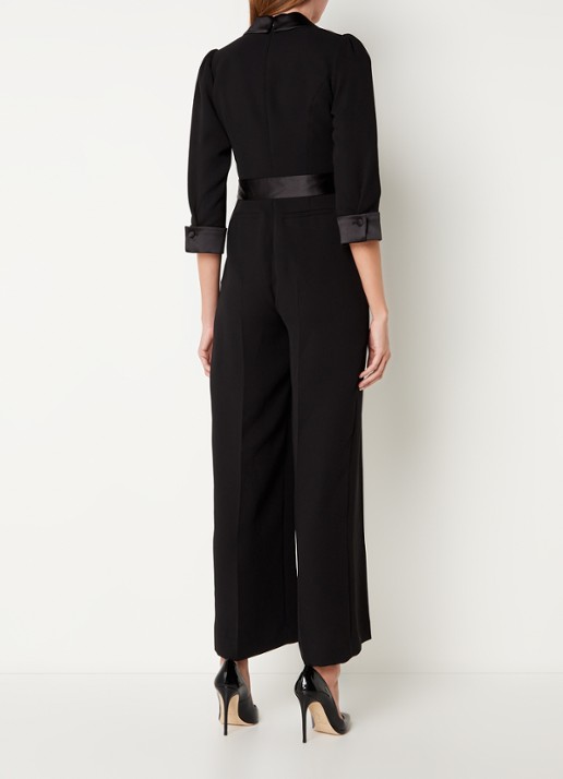 Phase Eight Kylie Tux jumpsuit met steekzakken en strikceintuur - achterkant 2 zwart