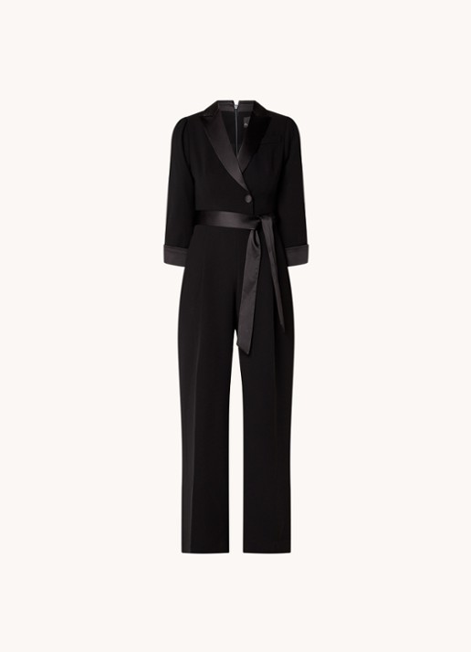Phase Eight Kylie Tux jumpsuit met steekzakken en strikceintuur - voorkant 6 zwart