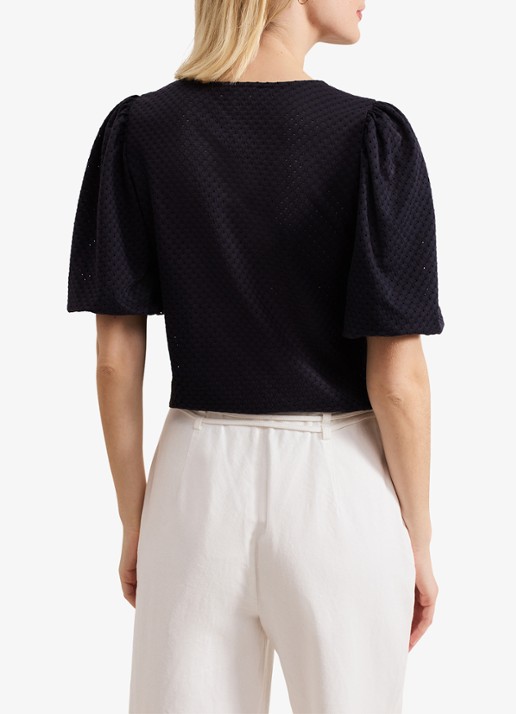 Phase Eight Lani fijngebreide top met structuur - achterkant 3 donkerblauw