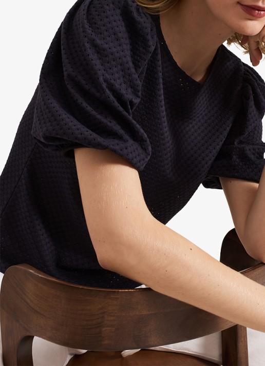 Phase Eight Lani fijngebreide top met structuur - detail 7 donkerblauw