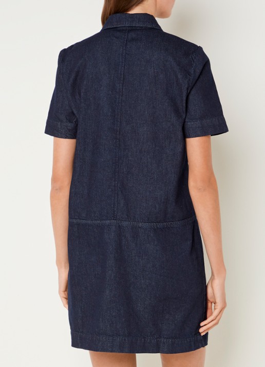 Phase Eight Larisa mini denim blousejurk met kraag - achterkant 2 indigo