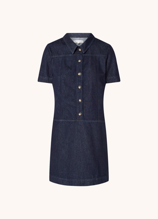 Phase Eight Larisa mini denim blousejurk met kraag - voorkant 3 indigo