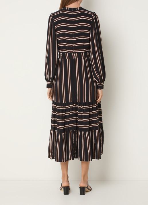 Phase Eight Laura midi tuniekjurk met streepprint en strikceintuur - achterkant zwart