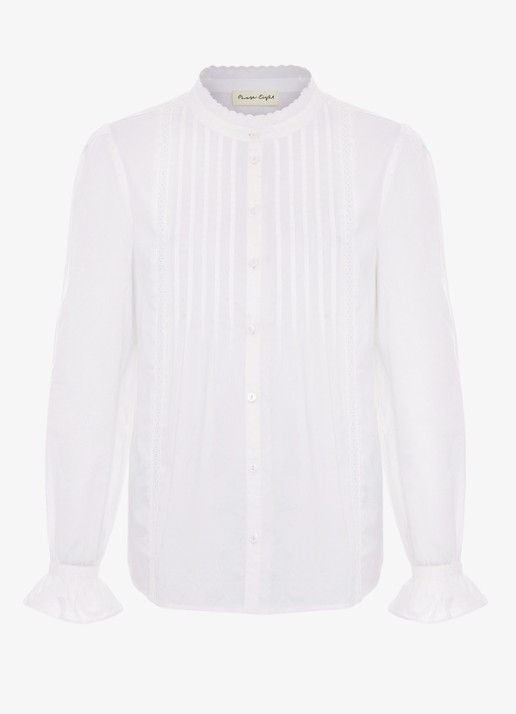 Phase Eight Laurie blouse met opstaande kraag - voorkant 2 gebroken wit