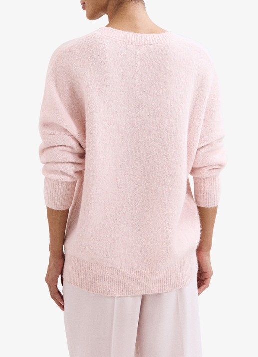 Phase Eight Leah fijngebreide trui in wolblend - achterkant 6 roze