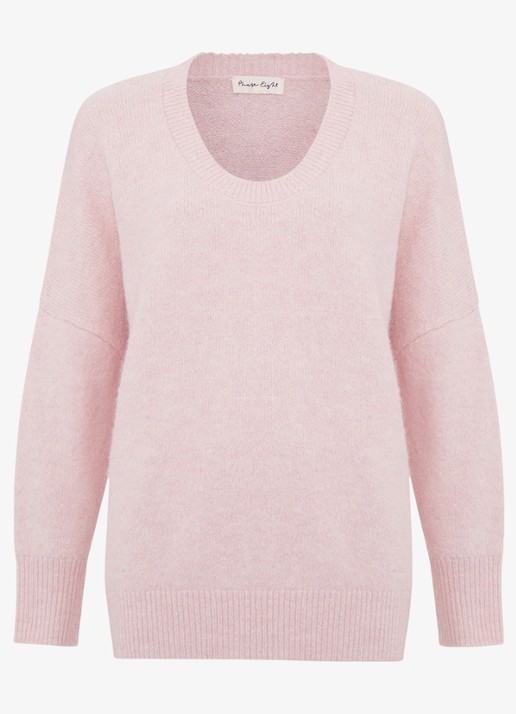 Phase Eight Leah fijngebreide trui in wolblend - voorkant 7 roze