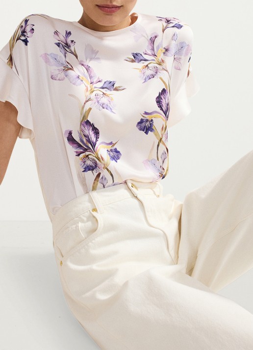 Phase Eight Leilah top met bloemenprint - detail 4 gebroken wit