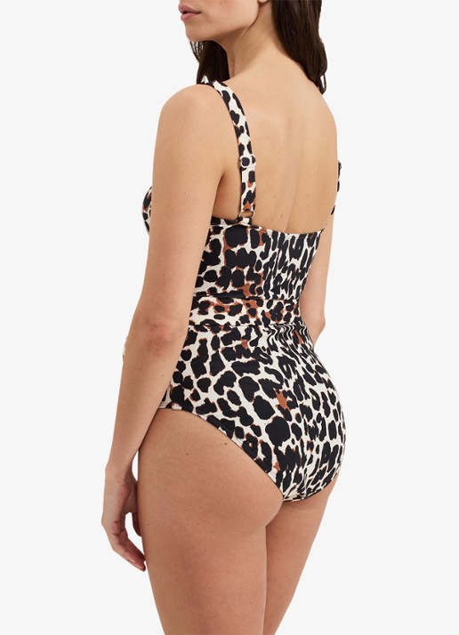 Phase Eight Leopard badpak met panterprint - achterkant donkerbruin