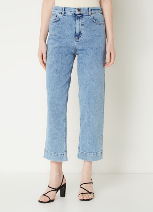 Phase Eight Lexi high waist cropped straight leg jeans met medium wassing