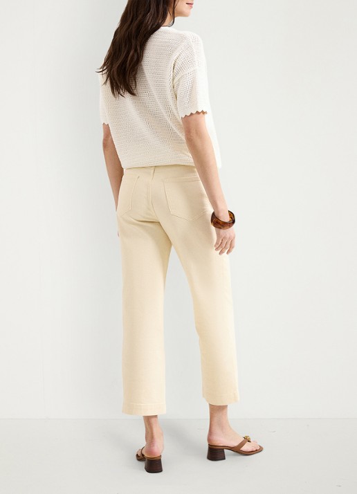 Phase Eight Lexi high waist cropped tapered fit jeans met steekzakken - achterkant vanillegeel