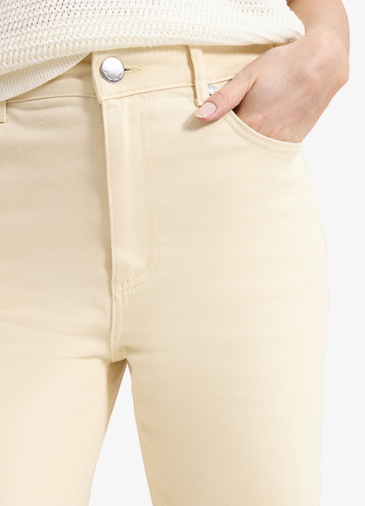 Phase Eight Lexi high waist cropped tapered fit jeans met steekzakken - detail 3 vanillegeel