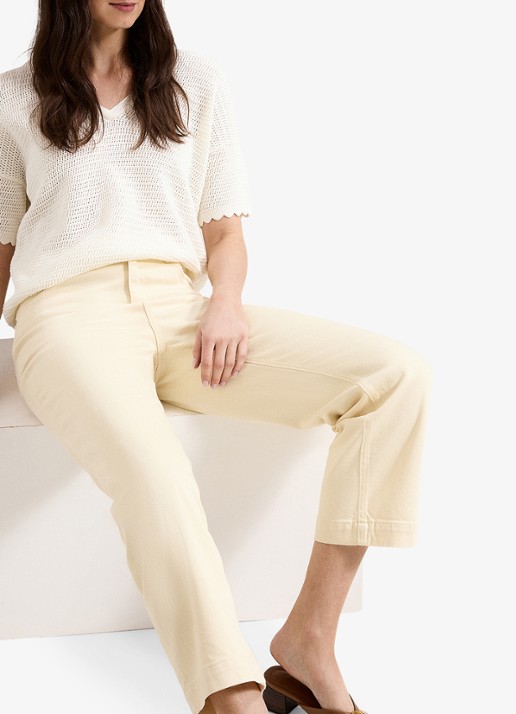 Phase Eight Lexi high waist cropped tapered fit jeans met steekzakken - detail 4 vanillegeel
