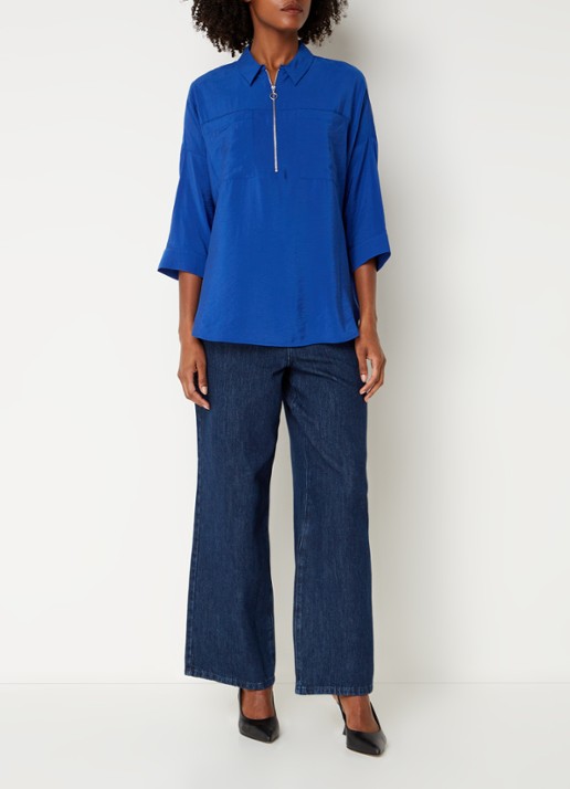 Phase Eight Liana high waist wide leg jeans met donkere wassing - voorkant 2 indigo