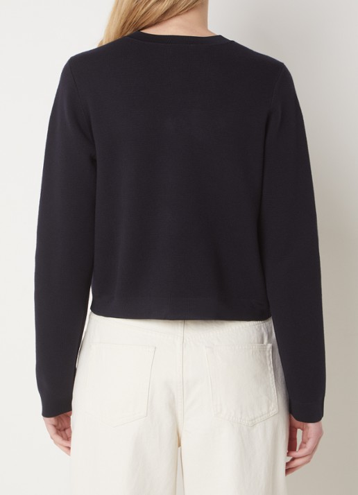Phase Eight Libby fijngebreid vest met sierknopen - achterkant donkerblauw