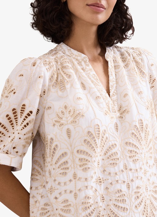 Phase Eight Liliana mini jurk met borduring - detail 5 creme