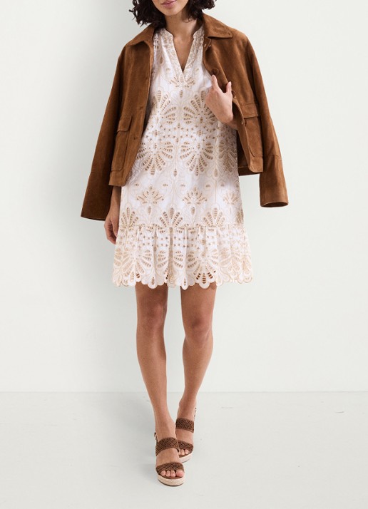 Phase Eight Liliana mini jurk met borduring - detail 6 creme