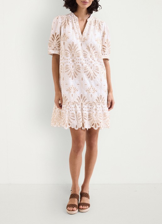 Phase Eight Liliana mini jurk met borduring - voorkant 3 creme