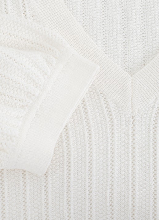 Phase Eight Lilo grofgebreide trui met pofmouw - detail 4 ivoor