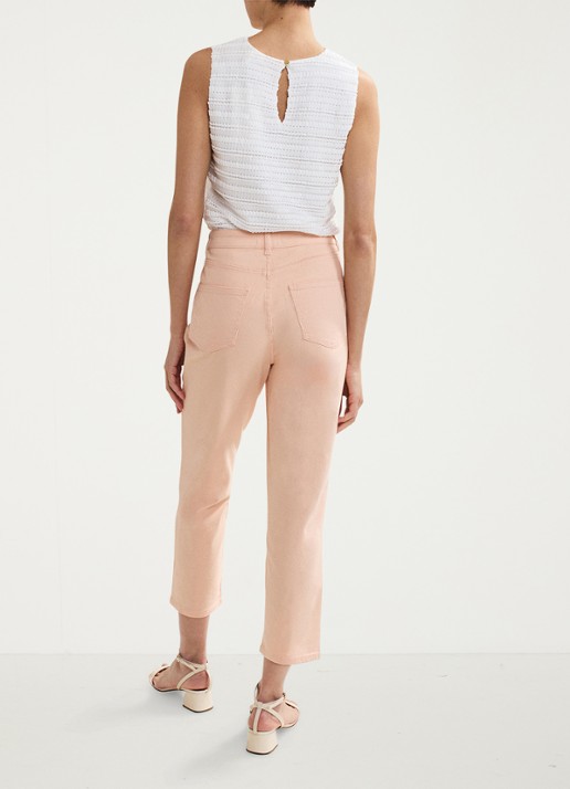 Phase Eight Lindsey mid waist cropped slim fit jeans met gekleurde wassing - achterkant zalmroze