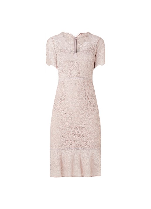 Phase Eight Lorella midi jurk van kant  - voorkant 3 oudroze