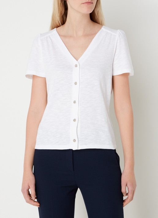 Phase Eight Lorenna Button Top White 08 - detail 4 wit