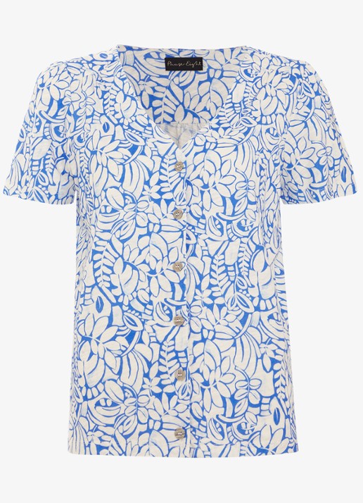 Phase Eight Lorenna top met bloemenprint - voorkant 2 blauw