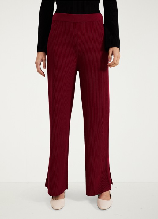 Phase Eight Lori ribgebreide high waist wide fit broek