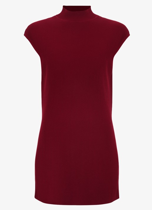 Phase Eight Lori ribgebreide top met splitten - voorkant 7 bordeauxrood