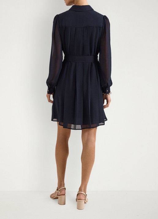 Phase Eight Lottie mini jurk met strikceintuur - achterkant donkerblauw