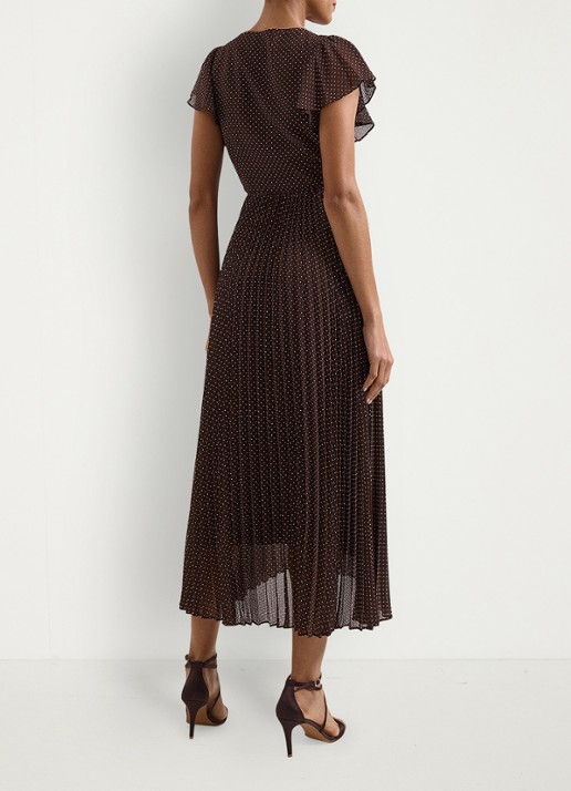 Phase Eight Louisa midi jurk met plooidetail  - achterkant 6 bruin