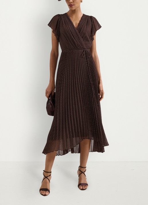 Phase Eight Louisa midi jurk met plooidetail  - voorkant 2 bruin