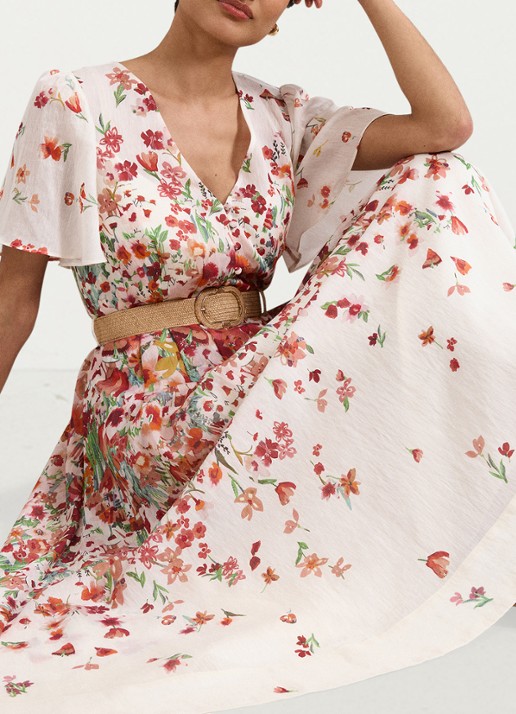 Phase Eight Lovette jurk met bloemenprint - detail 7 cream