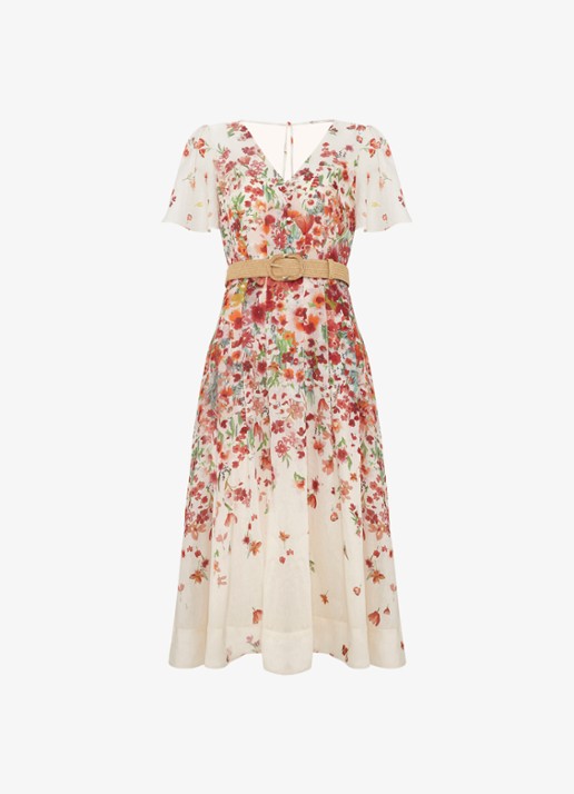Phase Eight Lovette jurk met bloemenprint - voorkant 2 cream