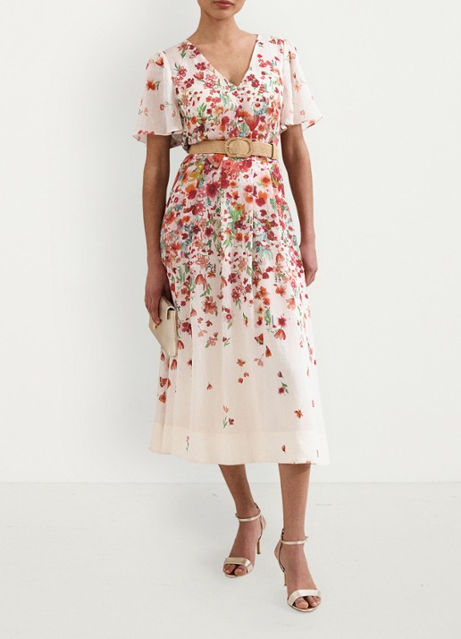 Phase Eight Lovette jurk met bloemenprint - voorkant 3 cream