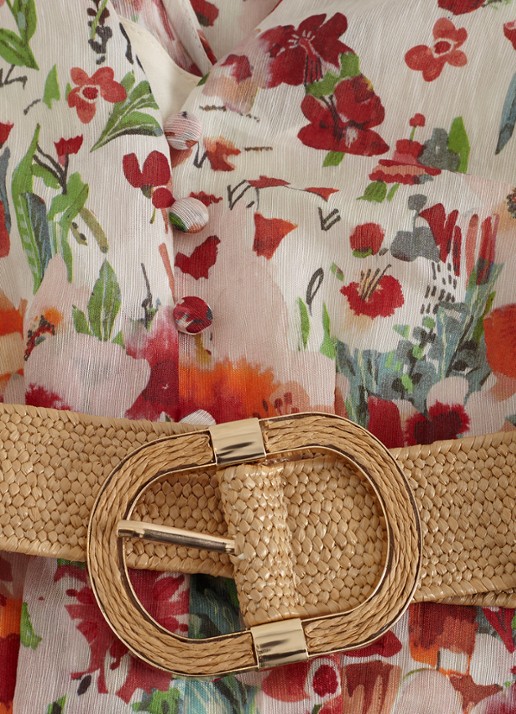 Phase Eight Lovette midi jurk in linnenblend met bloemenprint - detail 8 cream